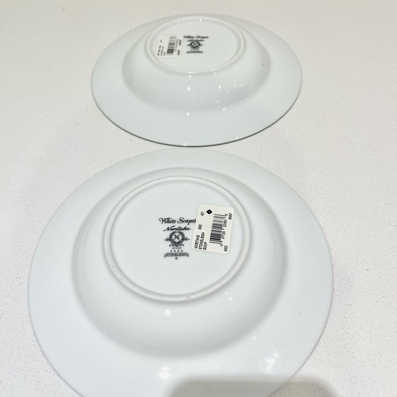 Set of 2 NORITAKE 4062 Whitescapes Stoneleigh China w/silver soup salad bowl - Picture 2 of 8